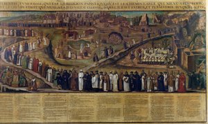 Los Dos Caminos de la Religión, representación de la división entre el Protestantismo y el Catolicismo