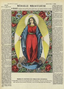 La Virgen María y la Medalla Milagrosa (litografía en color)