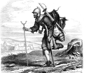 La Guerra (Símbolo) lansquenet - Grabado de J.M. Metelli 1867 de French School
