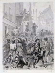 La Guerra de las Harinas: motín frente a una panadería en mayo de 1775 (primeros frutos de la Revolución Francesa) de French School