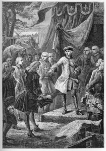 La Guerra de Sucesión Austriaca (1740-1748) - Embajadores de las Provincias Unidas se presentan ante Luis XV en 1747 - La Guerra de Sucesión Austriaca (1740-48) - Luis XV, Rey de Francia y el Embajador de los Países Bajos - grabado de “L