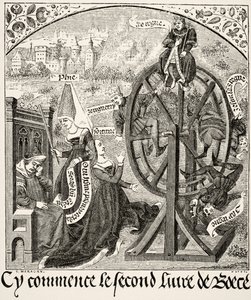 La rueda de la fortuna, de Ciencia y Literatura en la Edad Media por Paul Lacroix (1806-84) publicado en Londres 1878