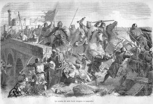 Los ejércitos de San Luis devastan el Languedoc en el siglo XIII - Grabado en 