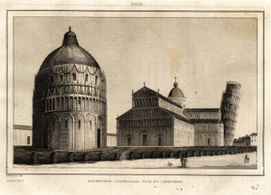 El baptisterio, la catedral, la torre y el cementerio de Pisa de French School