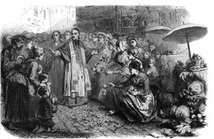 El cólera en Roma: el Papa Gregorio XVI (1765-1846) ordenó procesiones, rogativas y bendiciones para detener la marcha del cólera. Grabado en “Historia de los Papas-Reyes-Reinas y Emperadores a través de los siglos” por Maurice Lachatre