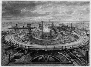 El sitio de construcción de la Iglesia del Sagrado Corazón de Montmartre en 1886, en "El Mundo Ilustre". de French School