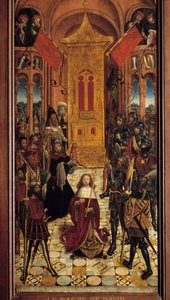 La coronación de David David es coronado rey de Israel. Pintura de la Escuela Francesa del siglo XVI. 1501. de la Catedral de Amiens de French School