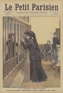 La hija de Marguerite Steinheil visitando a su madre en la prisión de Saint-Lazare, París de French School