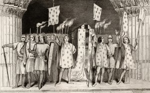 El infante muerto Juan I (1316) el Póstumo proclamado Rey en su funeral, de 