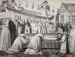 La muerte de San Benito de Nursia en la Abadía de Monte Cassino, de 