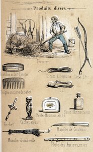 El burro y sus productos grabado de 1860 en “Las recreaciones instructivas” Pintura sinóptica de Jules DELBRUCK. Colección privada de French School
