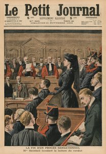 El fin de un juicio sensacional, Marguerite Steinheil escuchando el veredicto, ilustración de portada de 