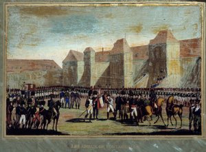 La despedida de Napoleón Bonaparte a la guardia imperial en el patio de Cheval Blanc en Fontainebleau el 20/04/1814