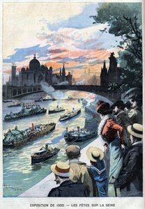 Las fiestas en el Sena en París durante la Exposición Mundial de 1900 - en "Le Petit Parisien" de French School