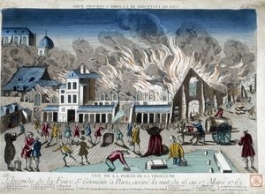 El incendio de la Feria de St Germain en París, la noche del 16 al 17 de marzo de 1762 de French School