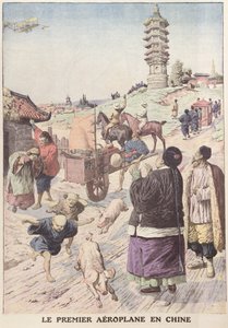 El primer avión en China, ilustración de Le Petit Journal abril 1911 de French School