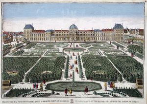 Los jardines y el palacio de las Tullerías - grabado
