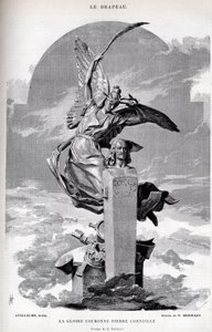 La gloria corona a Pierre Corneille - dibujo de Merwart para “la bandera - monitor ilustre de la Liga de Patriotas” - 1884 de French School