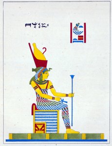 La diosa Neith, ilustración de Pantheon egyptien: colección de personajes mitológicos del antiguo Egipto, por Jean-Francois Champollion, publicado c.1986 de French School