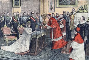 Monseñor Tedeschini ofrece la rosa de oro a la reina de España