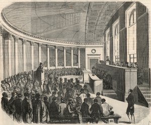 El gran anfiteatro durante un concurso en la escuela de derecho en París - Grabado en “Tableau-de-Paris” por Edmond Texier 1852 de French School
