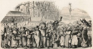 La feria del jamón en el Boulevard Bourdon en París - Grabado en "Tableau-de-Paris" por Edmond Texier 1852
