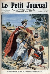 Los héroes del colonialismo (en el norte de África) son honrados - grabado alegórico 