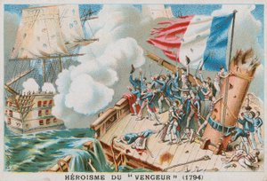 El heroísmo del buque de guerra francés Vengeur du Peuple, 1794 de French School