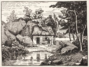 La cabaña de J.J. Rousseau de French School