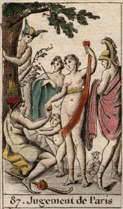 El juicio de Paris, el pastor Paris debe elegir a quién dará la manzana dorada para designar a la más bella de las tres diosas, Atenea, Afrodita o Hera. De 