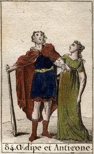 El rey de Tebas Edipo con su hija Antígona. De “Mitología de la juventud” por Pierre Blanchard 1803. de French School