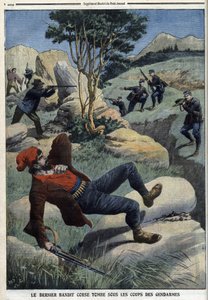 El último bandido corso cae bajo los golpes de los gendarmes: "Le Petit Journal" del 5 de diciembre de 1909 (grabado) de French School