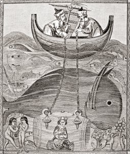El mundo marino según las concepciones de la Edad Media, de Science and Literature in The Middle Ages por Paul Lacroix pub. Londres 1878 de French School