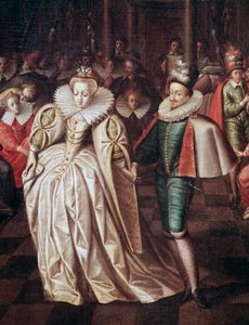 La pareja casada, Duque de Joyeuse y Margarita de Lorena, detalle del baile dado el 24 de septiembre de French School