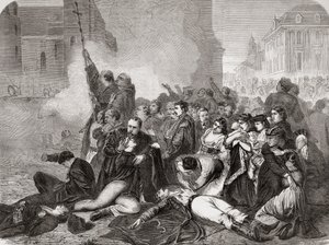 La masacre de civiles en Castle Square, Varsovia, el 8 de abril de 1861 por infantería y caballería rusa, de "L
