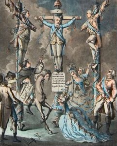 El nuevo calvario, Luis XVI puesto en la cruz por las revueltas - 2. y 3. Monsieur (Luis Estanislao Xavier, Conde de Provenza (1755-1824), Luis XVIII) y el Conde de Artois (Carlos Felipe (1757-1836) Carlos X), hermanos del Rey, apoyados por los decretos de de French School