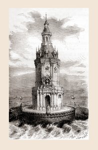 El faro original del siglo XVII de Cordouan, cerca de la desembocadura del estuario de Gironda en Francia, de 