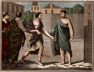 El ostracismo de Aristides el Justo (c530-c468 a.C.), soldado y estadista griego (ateniense) de French School