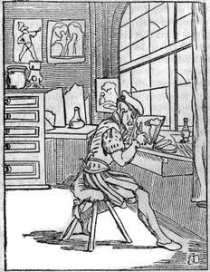 El pintor sobre vidrio (Vitripictor) en el siglo XVI. de French School