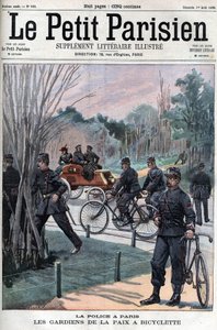 La policía en París, los pacificadores en bicicletas.- en 