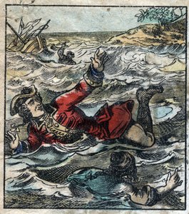El naufragio de Lemuel Gulliver. Ilustración para “Los viajes de Gulliver” de Jonathan Swift (1667-1745). Imagen de Epinal de finales del siglo XIX.