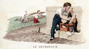 El puesto (limpiabotas) - grabado de French School