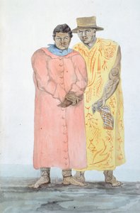 Los dos reyes de Bora Bora, Ilustración del Viaje de Louis I Duperrey, por LF Lejeune de French School