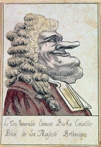El muy honorable Edmund Burke, asesor privado de Su Majestad, el rey británico, caricatura francesa, c.1790 de French School