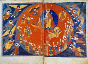 La visión de San Juan Miniatura derivada de los comentarios de “El Apocalipsis según San Juan” escrito en 775 por el monje Beato de Liébana de French School