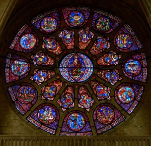 La ventana de la rosa oeste, que representa el Juicio Final (ventana de rosa - interna) de French School