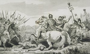 Teodorico es asesinado en la batalla contra Atila, cerca de Chalons, de 