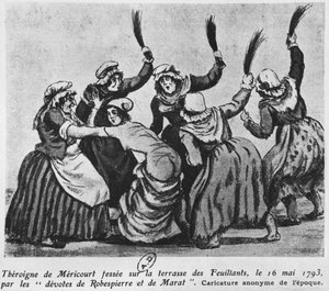 Theroigne de Mericourt azotada por un grupo de mujeres jacobinas parisinas, 16 de mayo de 1793 de French School