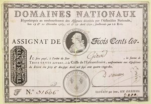 Billete de trescientos libras, 1790 de French School