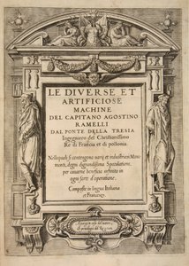 Página de título, de Le Diverse Et Artificiose Machine Del Capitano Agostino Ramelli, pub. 1588 de French School